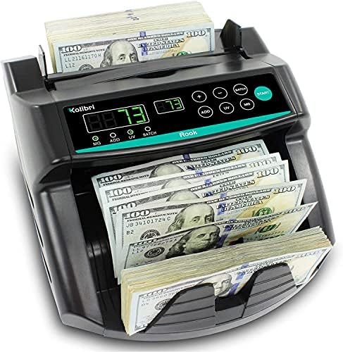 KOLIBRI Rook Money Counter with UV\/MG\/IR Counterfeit Detection \u2013 Count, Add &amp; Batch Modes, 1,400 Notes per Minute Fast Bill Counter - US Dollar Cash Counter with Dual LED Display (1-Year US